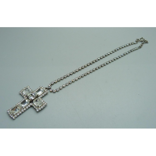 1048 - A large Butler and Wilson cross pendant and chain