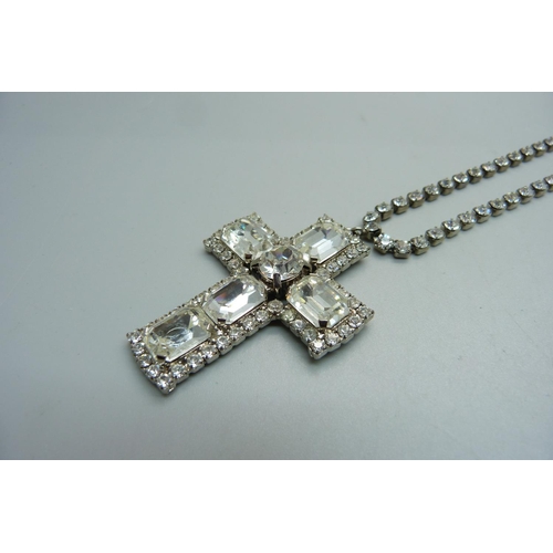 1048 - A large Butler and Wilson cross pendant and chain