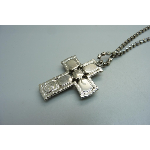 1048 - A large Butler and Wilson cross pendant and chain