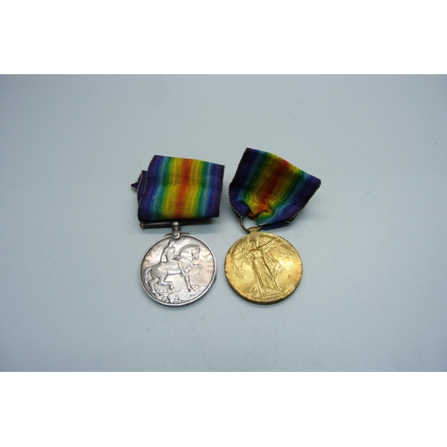 1057 - A pair of WWI medals to 241544 Pte. J. Taylor, South Lancashire Regiment, rims a/f