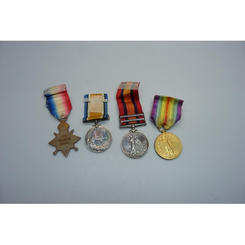 1059 - A trio of WWI medals to 6361 Pte. E.P. Ward North Staffordshire Regiment and a Queen's South Africa ... 