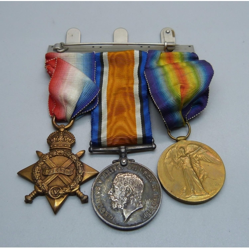 1060 - A set of three WWI medals to M2-115772 to Pte. D.C. Milne, A.S.C.