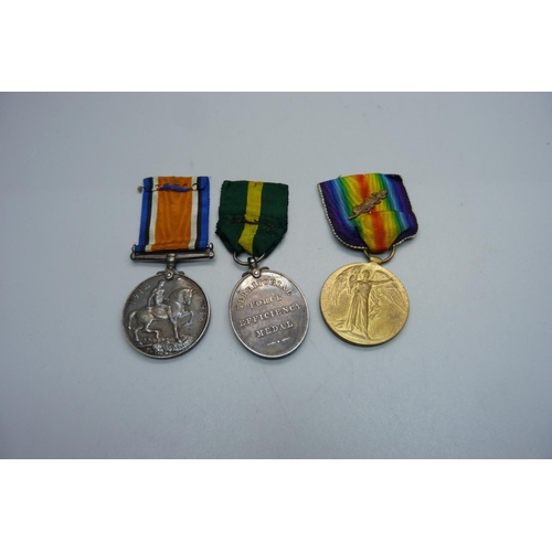 1062 - A group of three medals including Territorial Force Effificency Medal to 375104 W.O. CL 2 R. Arundal... 