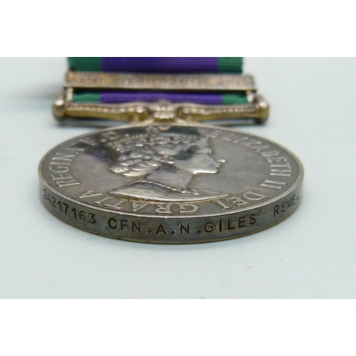 1064 - A cased Northern Ireland For Campaign Service medal to 24217163 CFN A.N. Giles R.E.M.E.