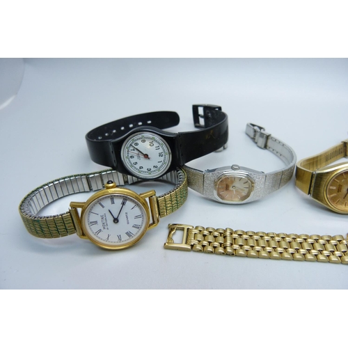 1078 - Seven lady's watches including Seiko, Swatch and Mudu Automatic