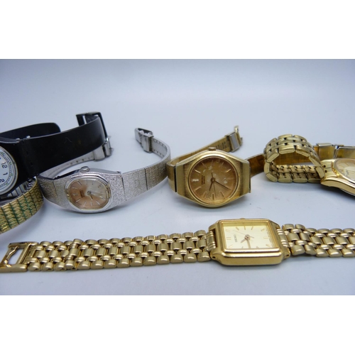 1078 - Seven lady's watches including Seiko, Swatch and Mudu Automatic