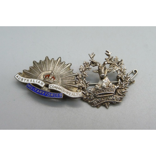 1090 - A silver Australian Commonwealth Military Forces badge and one other silver brooch