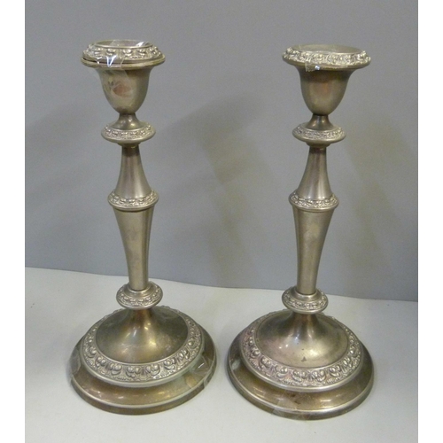 1108 - Two plated candlesticks