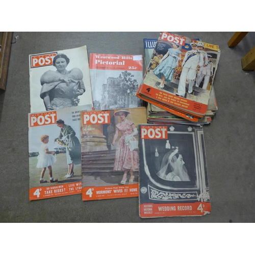 1111 - 1950's magazines, Picture Post, Illustrated, etc., some royalty related **PLEASE NOTE THIS LOT IS NO... 