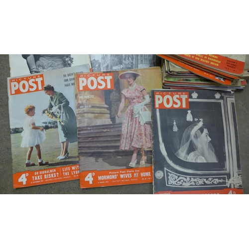 1111 - 1950's magazines, Picture Post, Illustrated, etc., some royalty related **PLEASE NOTE THIS LOT IS NO... 