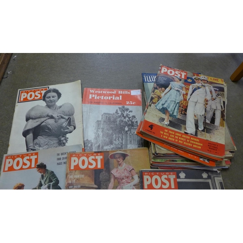 1111 - 1950's magazines, Picture Post, Illustrated, etc., some royalty related **PLEASE NOTE THIS LOT IS NO... 