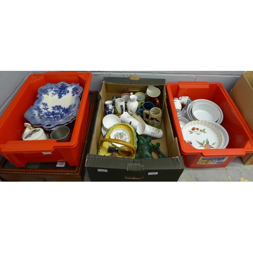 1118 - Three boxes of mixed china including Royal Worcester Evesham, Denby, Aynsley, etc. **PLEASE NOTE THI... 