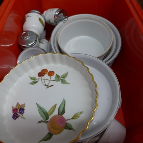 1118 - Three boxes of mixed china including Royal Worcester Evesham, Denby, Aynsley, etc. **PLEASE NOTE THI... 