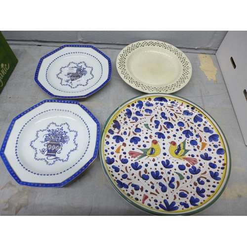 1121 - Five plates including Delft, hand painted, etc. **PLEASE NOTE THIS LOT IS NOT ELIGIBLE FOR POSTING A... 