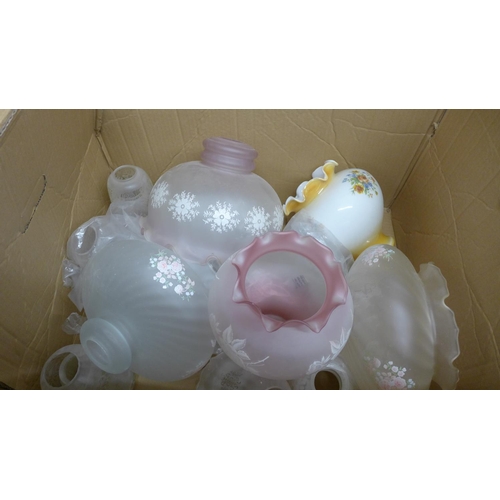 1126 - A collection of glass light shades, ceiling and lamp **PLEASE NOTE THIS LOT IS NOT ELIGIBLE FOR POST... 