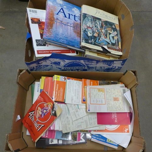 1137 - A box of art books, Giles annuals, theatre programmes and ordnance survey maps **PLEASE NOTE THIS LO... 