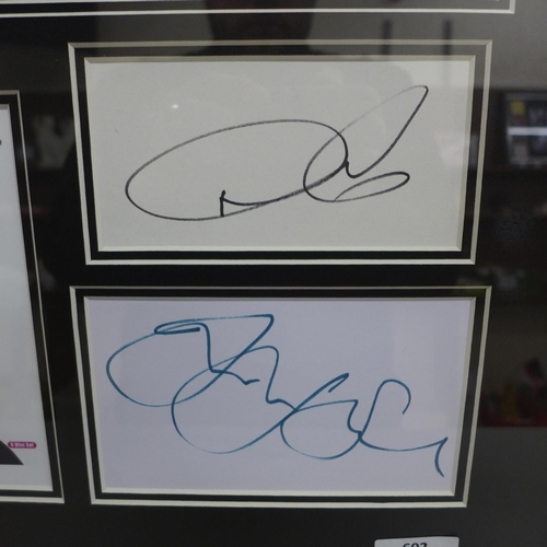 602 - A framed autograph display, French & Saunders, with Universal Autograph Club certificate of authenti... 