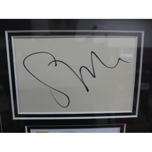 603 - A framed autograph display, Duran Duran, with Universal Autograph Club certificate of authenticity