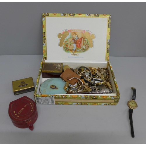 633 - A collection of watches including rolled gold, cufflinks, boxes, etc.