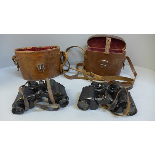 671 - Two pairs of WWI period binoculars, Guerz Berlin and Jaquemin Paris