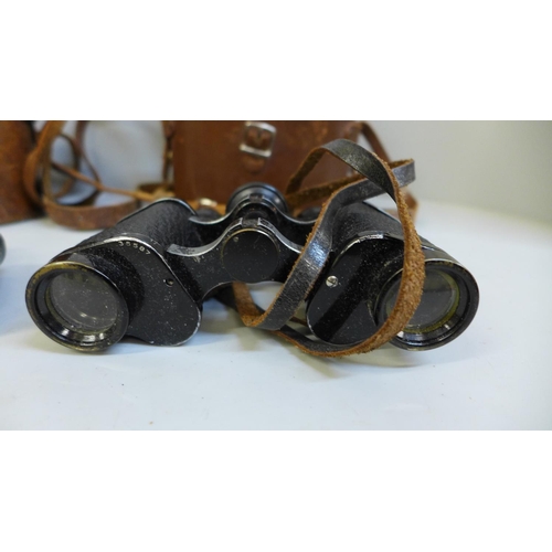 671 - Two pairs of WWI period binoculars, Guerz Berlin and Jaquemin Paris