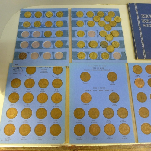 675 - A collection of coins, British, Irish and foreign, a Willy Brandt coin, Whitman sixpences and three ... 