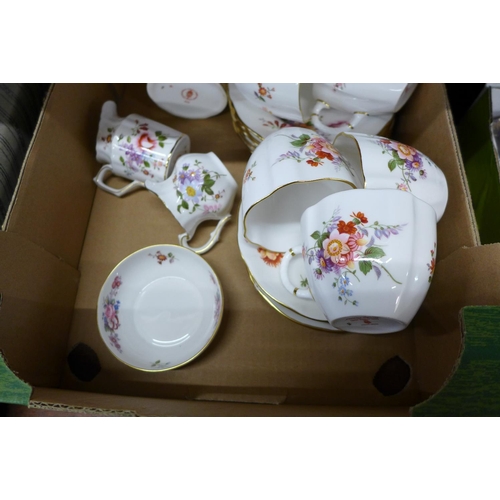 678 - A collection of Royal Crown Derby, Derby Posies china, six cups, saucers, side plates, bowl and thre... 