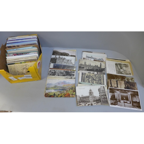 687 - A box of postcards, vintage to modern