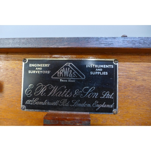 688 - A cased E.R. Watts Optical Bevel Protractor, cased