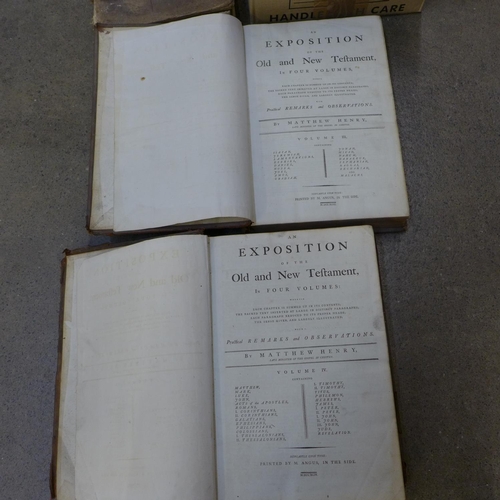 718 - A collection of books including History of England, Bibles, etc., dating from 18th Century