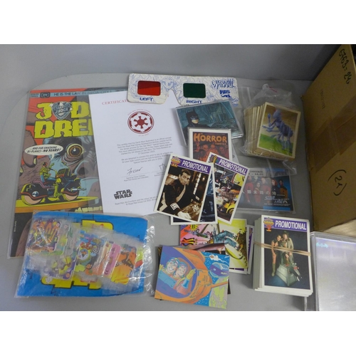 729 - A box of Star Wars, Star Trek, Batman collectors cards, etc.