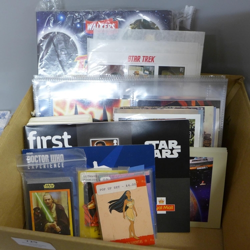 729 - A box of Star Wars, Star Trek, Batman collectors cards, etc.