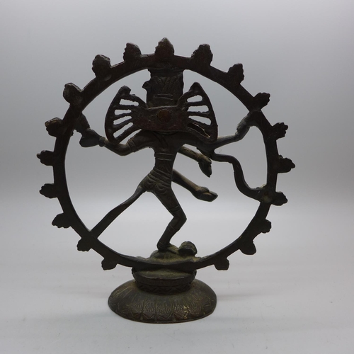 762 - A bronze dancing Shiva, 15.5cm