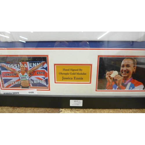 771 - A framed and autographed Adidas running shirt, Jessica Ennis, with Certificate of Authenticity, Univ... 