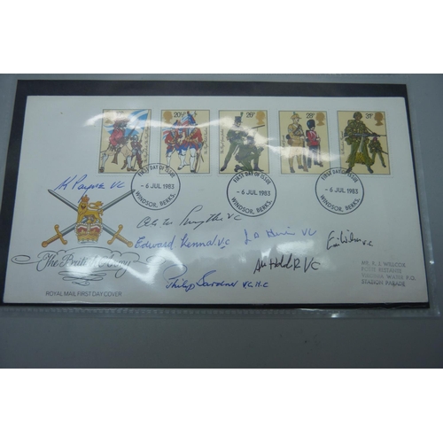 781 - Stamps:- two commemorative covers signed by at total of nine Victoria Cross holders, together with v... 