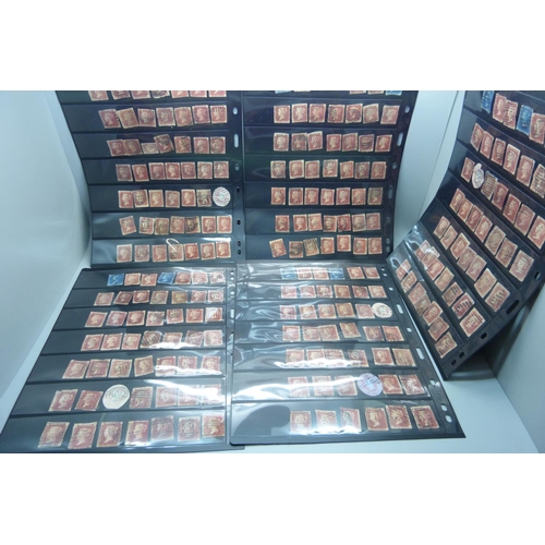 784 - Five double sided stock sheets of stamps, mostly penny reds