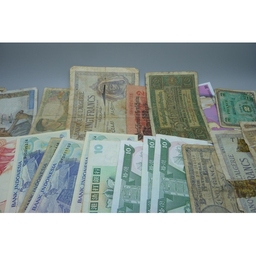 837 - Fifty-four foreign bank notes