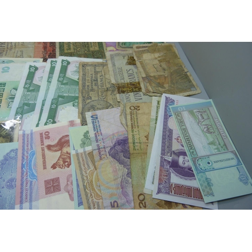 837 - Fifty-four foreign bank notes