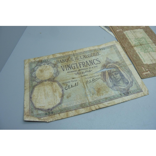 837 - Fifty-four foreign bank notes