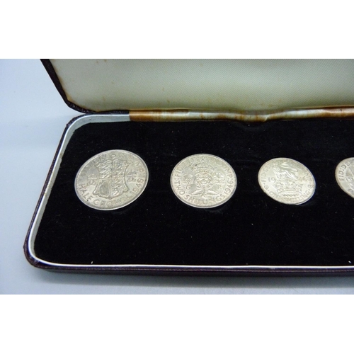 841 - A 1946 specimen silver coin set (5), last of silver issue, cased