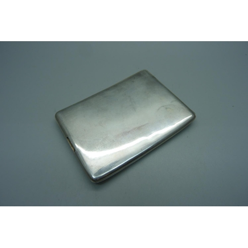 844 - A Chinese silver cigarette case stamped GK 90, lacking catch/fastener, inner case bears inscription ... 