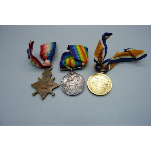 863 - A group of three WWI medals to 18928 Pte. L. Rosenburg, Worcester Regiment