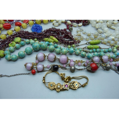 877 - A collection of bead jewellery