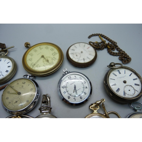 904 - A collection of pocket watches including one silver cased