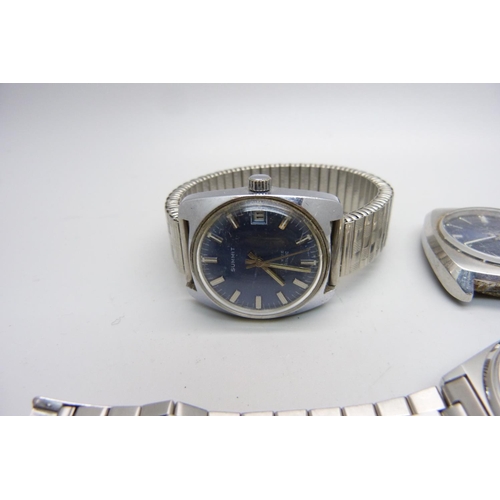 906 - Six wristwatches including two Seiko