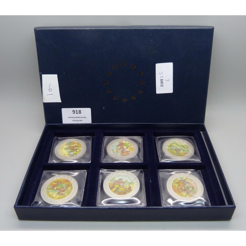 918 - Six medallions depicting infamous pirates, boxed set