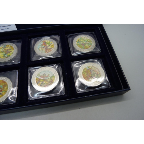 918 - Six medallions depicting infamous pirates, boxed set