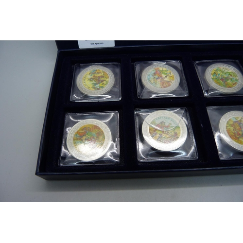 918 - Six medallions depicting infamous pirates, boxed set