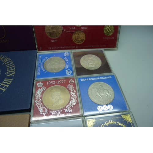 919 - Four sets of British coinage and six commemorative coins