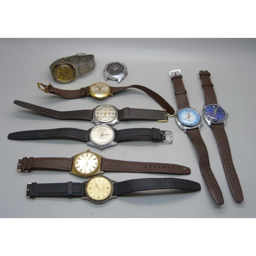 933 - A collection of mechanical wristwatches including a diver's watch